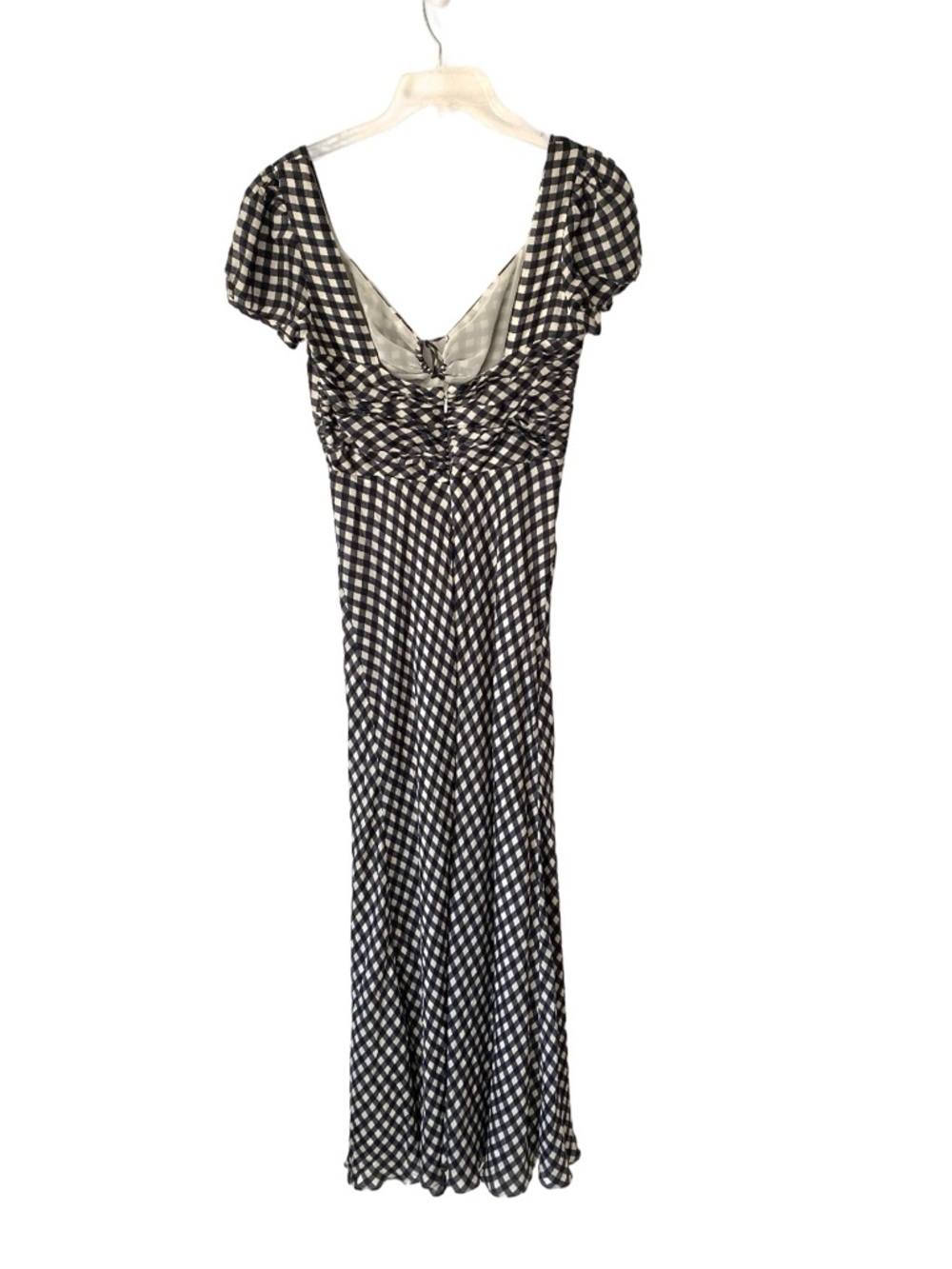 J. Crew Collection NWTs Silk Tie Neck Cap Sleeve Maxi Dress Gingham size 4 Black - Picture 9 of 13